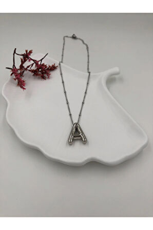 Çelik (A) Harfli Balon Kolye Antialerjik harf kolye A harfi balon bubble çelik 45 CM FMACCESORİES