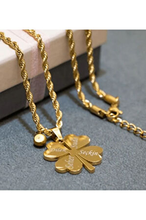 Kişiye Özel İsim Yazdırılabilir Yonca Kolye