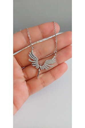 ÇELİK KOLYE MİKAİL MELEK KANADI KADIN KOLYE  TREND 316 L ÇELİK VİP KOLYE 45CM ANTİALERJİK