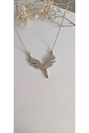 ÇELİK KOLYE MİKAİL MELEK KANADI KADIN KOLYE  TREND 316 L ÇELİK VİP KOLYE 45CM ANTİALERJİK