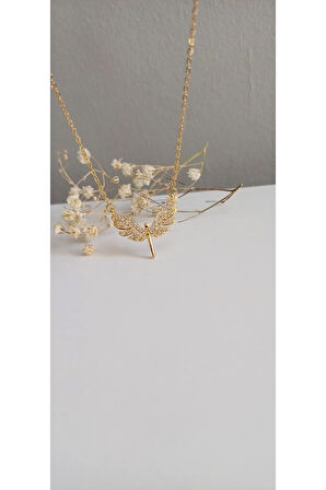 ÇELİK KOLYE MİKAİL MELEK KANADI KADIN KOLYE  TREND 316 L ÇELİK VİP KOLYE 45CM ANTİALERJİK