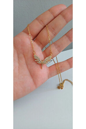 ÇELİK KOLYE MİKAİL MELEK KANADI KADIN KOLYE  TREND 316 L ÇELİK VİP KOLYE 45CM ANTİALERJİK