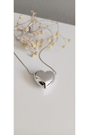 ÇELİK KOLYE KALP BOMBE  KADIN KOLYE  TREND 316 L ÇELİK VİP KOLYE 45CM ANTİALERJİK