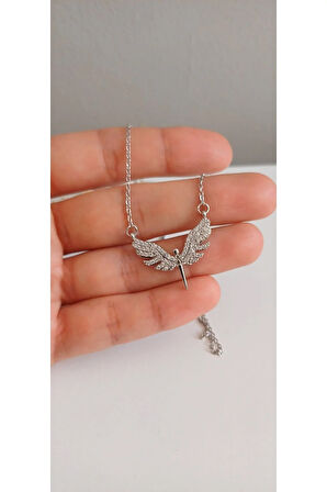 ÇELİK KOLYE MİKAİL MELEK KANADI KADIN KOLYE  TREND 316 L ÇELİK VİP KOLYE 45CM ANTİALERJİK