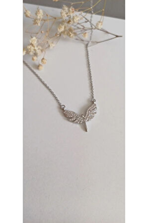 ÇELİK KOLYE MİKAİL MELEK KANADI KADIN KOLYE  TREND 316 L ÇELİK VİP KOLYE 45CM ANTİALERJİK