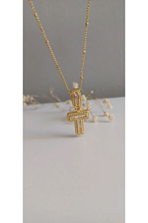 HARF KOLYE ÇELİK KADIN T HARFİ BALON HARF TAŞLI NAZAR BONCUKLU TREND 316 L ÇELİK VİP KOLYE