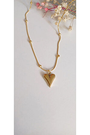 ÇELİK KOLYE KADIN KALPLİ DORİKA ZİNCİRLİ KOLYE 316L KARARMAZ RENK ATMAZ  45 CM ANTİ ALERJİK