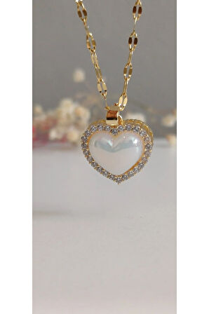 ÇELİK KOLYE KADIN KALPLİ KOLYE 316L KARARMAZ RENK ATMAZ  45 CM ANTİ ALERJİK