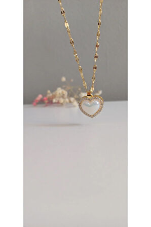 ÇELİK KOLYE KADIN KALPLİ KOLYE 316L KARARMAZ RENK ATMAZ  45 CM ANTİ ALERJİK