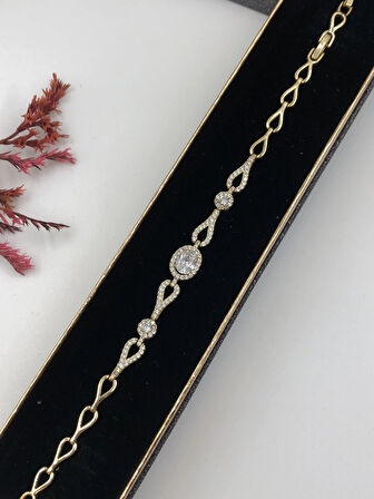 Her Kombine Uygun! Xuping Taşlı Altın Renk Kadın Bileklik 14 K Gold Renk 17+2 Cm kutulu Renk Atmaz
