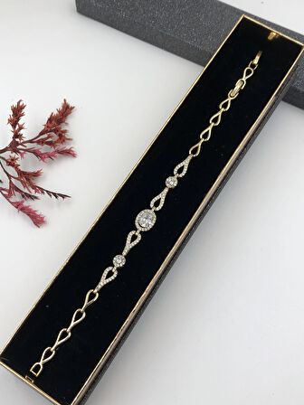 Her Kombine Uygun! Xuping Taşlı Altın Renk Kadın Bileklik 14 K Gold Renk 17+2 Cm kutulu Renk Atmaz