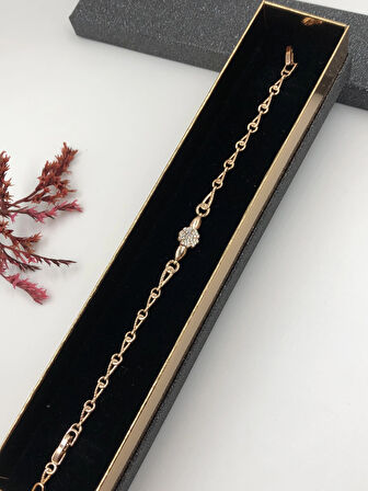 Her Kombine Uygun! Xuping Taşlı Altın Renk Kadın Bileklik Rose Bakır Renk 17+2 Cm kutulu Renk Atmaz