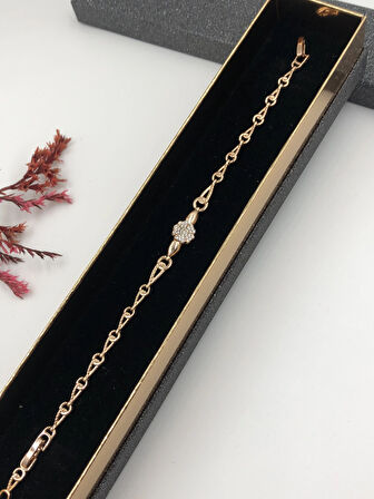 Her Kombine Uygun! Xuping Taşlı Altın Renk Kadın Bileklik Rose Bakır Renk 17+2 Cm kutulu Renk Atmaz