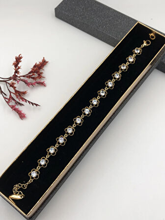 Her Kombine Uygun! Xuping Taşlı Altın Renk Kadın Bileklik 14 K Gold Renk 17+2 Cm kutulu Renk Atmaz