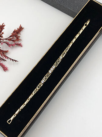 Her Kombine Uygun! Xuping Taşlı Altın Renk Kadın Bileklik 14 K Gold Renk 17Cm kutulu Renk Atmaz