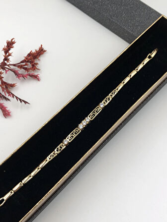 Her Kombine Uygun! Xuping Taşlı Altın Renk Kadın Bileklik 14 K Gold Renk 17Cm kutulu Renk Atmaz