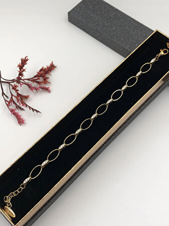 Her Kombine Uygun! Xuping Taşlı Altın Renk Kadın Bileklik 14 K Gold Renk 15-20 Cm kutulu Renk Atmaz