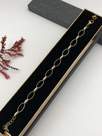 Her Kombine Uygun! Xuping Taşlı Altın Renk Kadın Bileklik 14 K Gold Renk 15-20 Cm kutulu Renk Atmaz