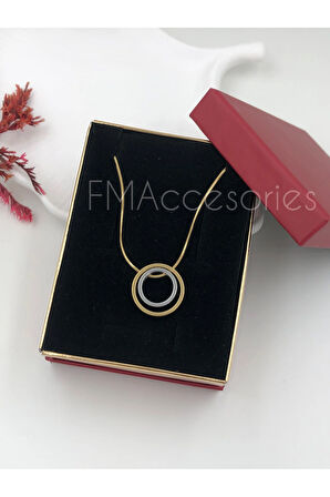 Çelik Kadın Kolye Paslanmaz Çelik 14k Gold Kadın 45 cm Kolye Antialerjik HEDİYE KUTULU