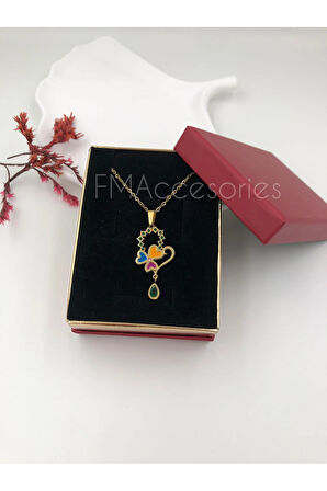 Çelik Kadın Kolye Paslanmaz Çelik 14k Gold Kadın 45 cm Kolye Antialerjik HEDİYE KUTULU