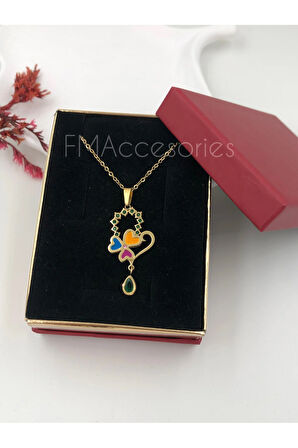 Çelik Kadın Kolye Paslanmaz Çelik 14k Gold Kadın 45 cm Kolye Antialerjik HEDİYE KUTULU