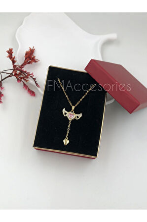 Çelik Kadın Kolye Paslanmaz 14k Gold 45 cm Sallanan Melek Kanadı Antialerjik HEDİYE KUTULU