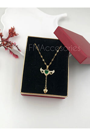 Çelik Kadın Kolye Paslanmaz 14k Gold 45 cm Sallanan Melek Kanadı Antialerjik HEDİYE KUTULU