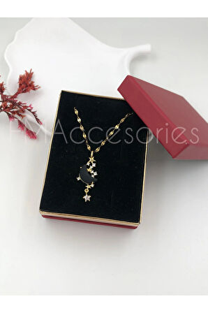 Çelik Kadın Kolye Paslanmaz 14k Gold 45 cm Ay Kolye Çelik Antialerjik HEDİYE KUTULU