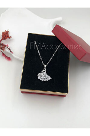 Çelik Kadın Kolye Paslanmaz Gümüş Renk Kuğulu Taşlı 45 cm Antialerjik HEDİYE KUTULU