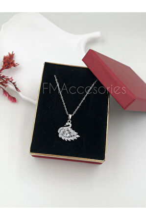 Çelik Kadın Kolye Paslanmaz Gümüş Renk Kuğulu Taşlı 45 cm Antialerjik HEDİYE KUTULU