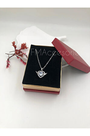 Çelik Kadın Kolye Paslanmaz Gümüş Renk Melek Kanadı 45 cm Antialerjik HEDİYE KUTULU