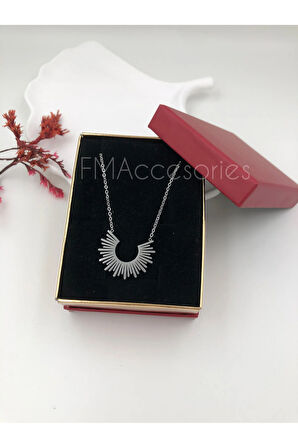 Çelik Kadın Kolye Paslanmaz Gümüş Renk 45 cm Antialerjik HEDİYE KUTULU