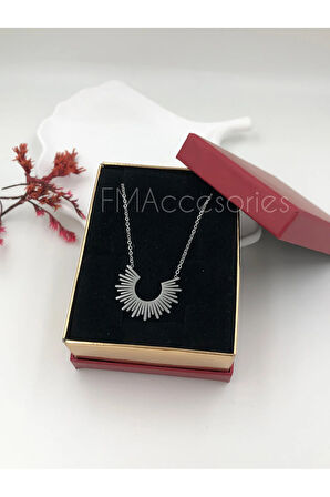 Çelik Kadın Kolye Paslanmaz Gümüş Renk 45 cm Antialerjik HEDİYE KUTULU