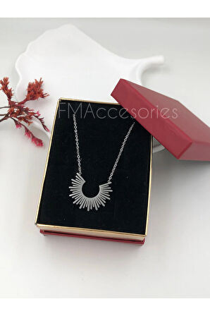 Çelik Kadın Kolye Paslanmaz Gümüş Renk 45 cm Antialerjik HEDİYE KUTULU