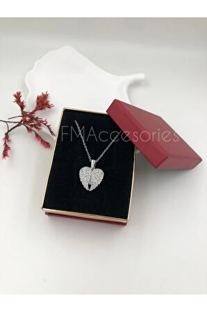 Çelik Kadın Kolye Paslanmaz Gümüş Renk Melek Kanadı 45 cm Antialerjik HEDİYE KUTULU