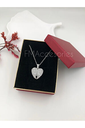 Çelik Kadın Kolye Paslanmaz Gümüş Renk Melek Kanadı 45 cm Antialerjik HEDİYE KUTULU