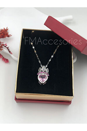 Çelik Kadın Kolye Paslanmaz Gümüş Renk Kraliçe Taçlı 45 cm Antialerjik HEDİYE KUTULU