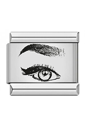 İtalyan Çelik Bileklik Charmı Lazer ile Kişiye Özel Göz Fotoğraf Baskısı Paslanmaz 1 ADET
