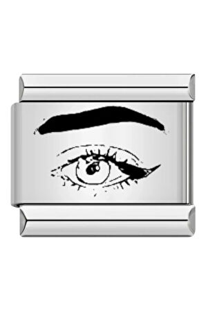 İtalyan Çelik Bileklik Charmı Lazer ile Kişiye Özel Göz Fotoğraf Baskısı Paslanmaz 1 ADET