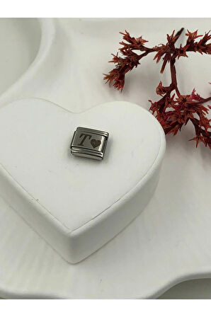 T Harfli Paslanmaz Çelik Italyan Charm Bileklik Kişiselleştirme Eki Link