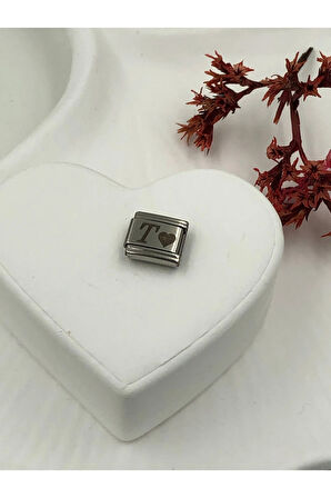 T Harfli Paslanmaz Çelik Italyan Charm Bileklik Kişiselleştirme Eki Link