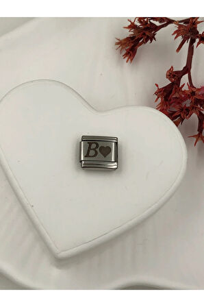 B Harfli Paslanmaz Çelik Italyan Charm Bileklik Kişiselleştirme Eki Link