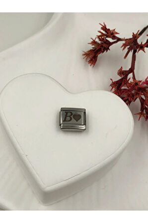 B Harfli Paslanmaz Çelik Italyan Charm Bileklik Kişiselleştirme Eki Link