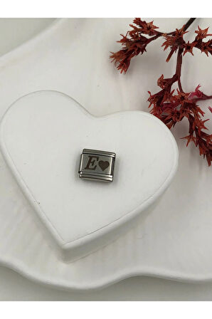 E Harfli Paslanmaz Çelik Italyan Charm Bileklik Kişiselleştirme Eki Link