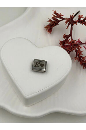 E Harfli Paslanmaz Çelik Italyan Charm Bileklik Kişiselleştirme Eki Link