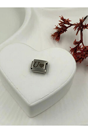 U Harfli Paslanmaz Çelik Italyan Charm Bileklik Kişiselleştirme Eki Link