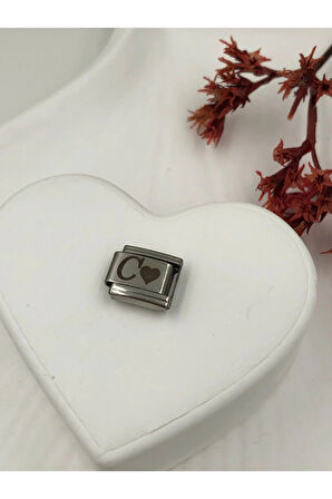 C Harfli Paslanmaz Çelik Italyan Charm Bileklik Kişiselleştirme Eki Link