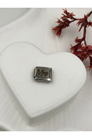 M Harfli Paslanmaz Çelik Italyan Charm Bileklik Kişiselleştirme Eki Link