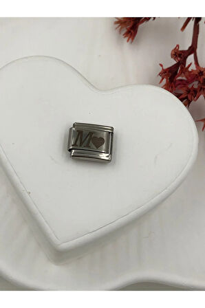 M Harfli Paslanmaz Çelik Italyan Charm Bileklik Kişiselleştirme Eki Link