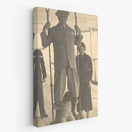 Atatürk Portre Tablosu Mustafa Kemal Atatürk Dikdörtgen Dekoratif Kanvas Tablo-FO-138